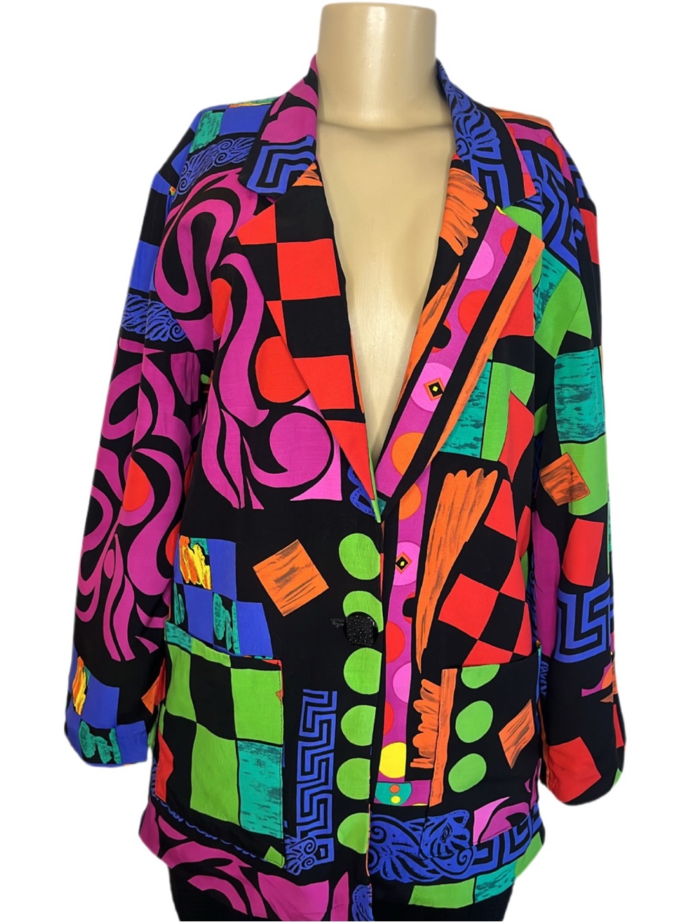 Vintage 80s Colorful Abstract Blazer